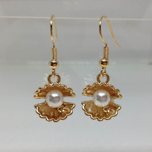 Gold Color Pearl Shell Earrings