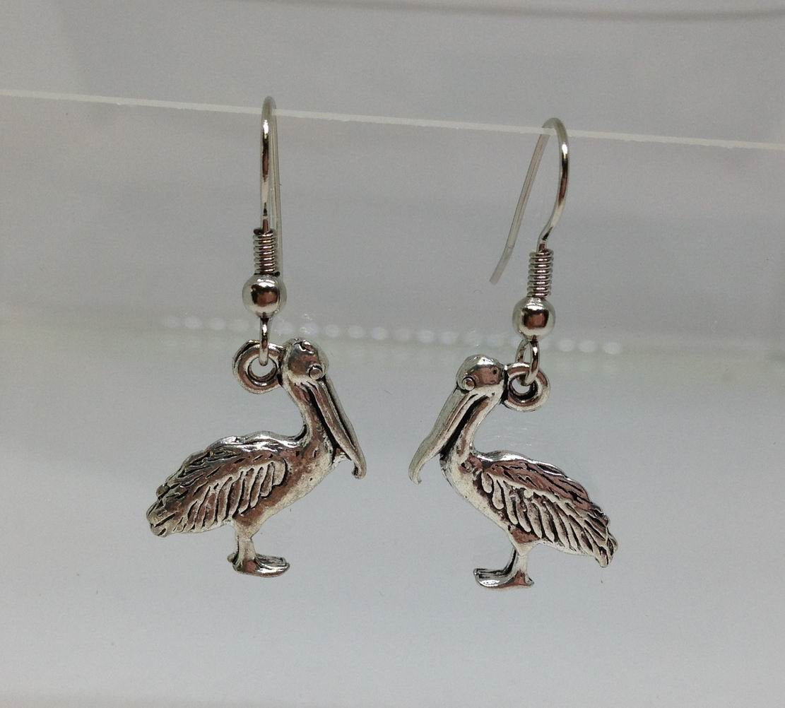 Pelican Bird Charm Earrings
