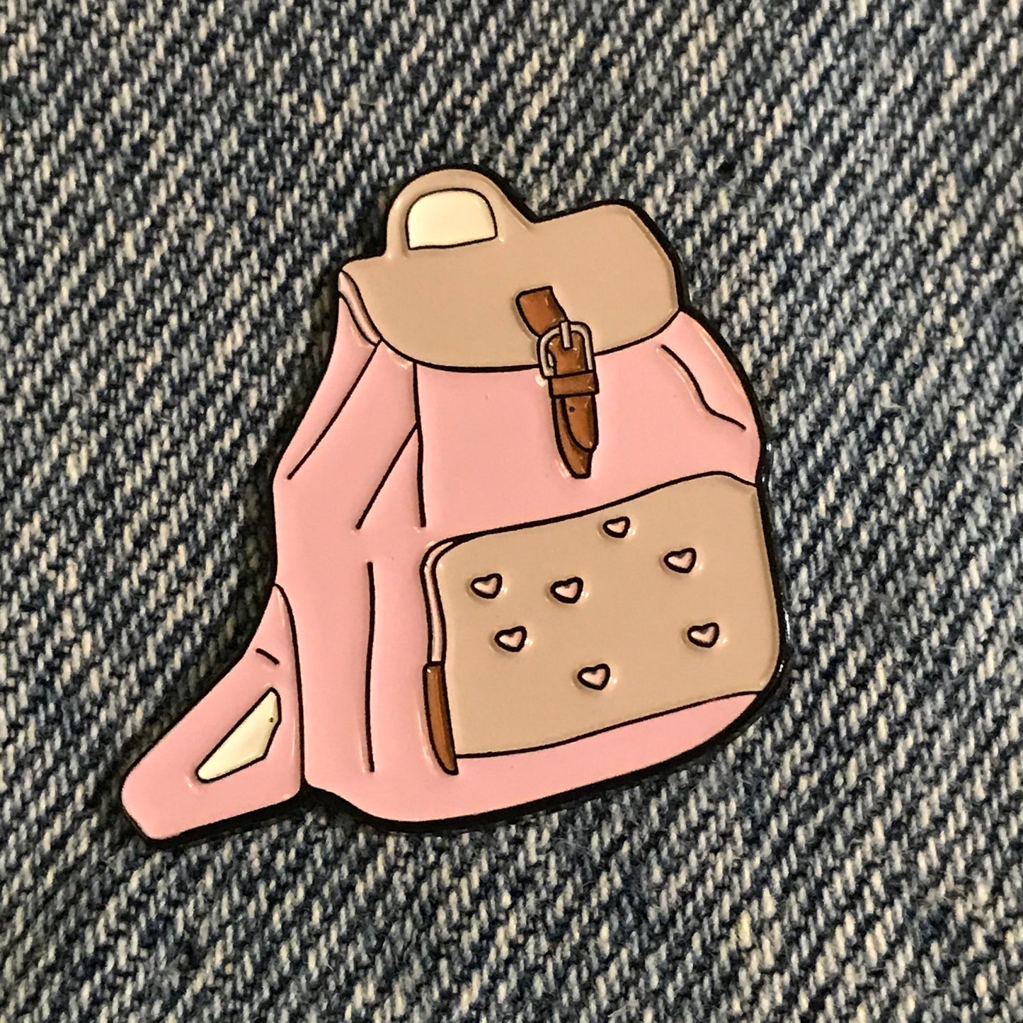 Pink Back Pack Enamel Pin, Fun pin
