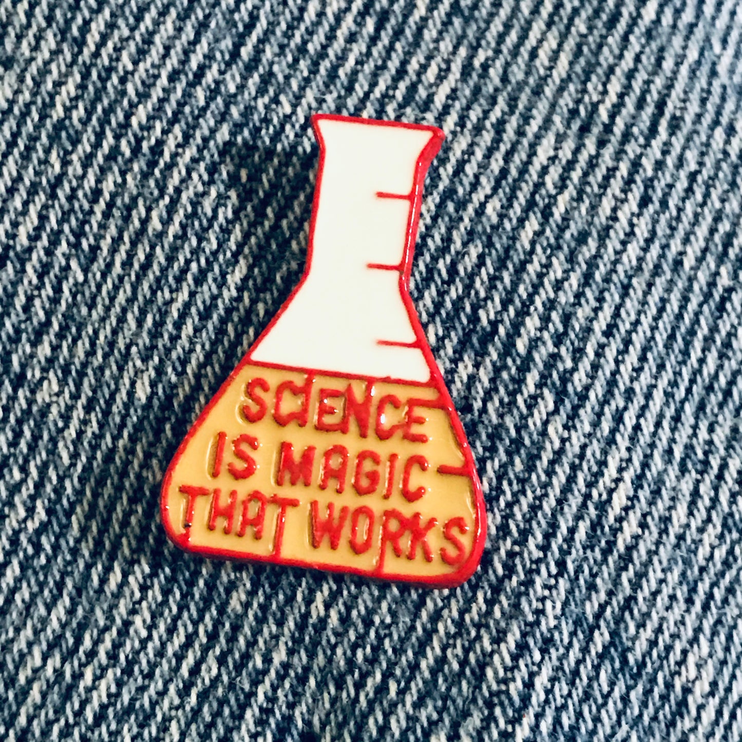 Science is magic that works enamel pin