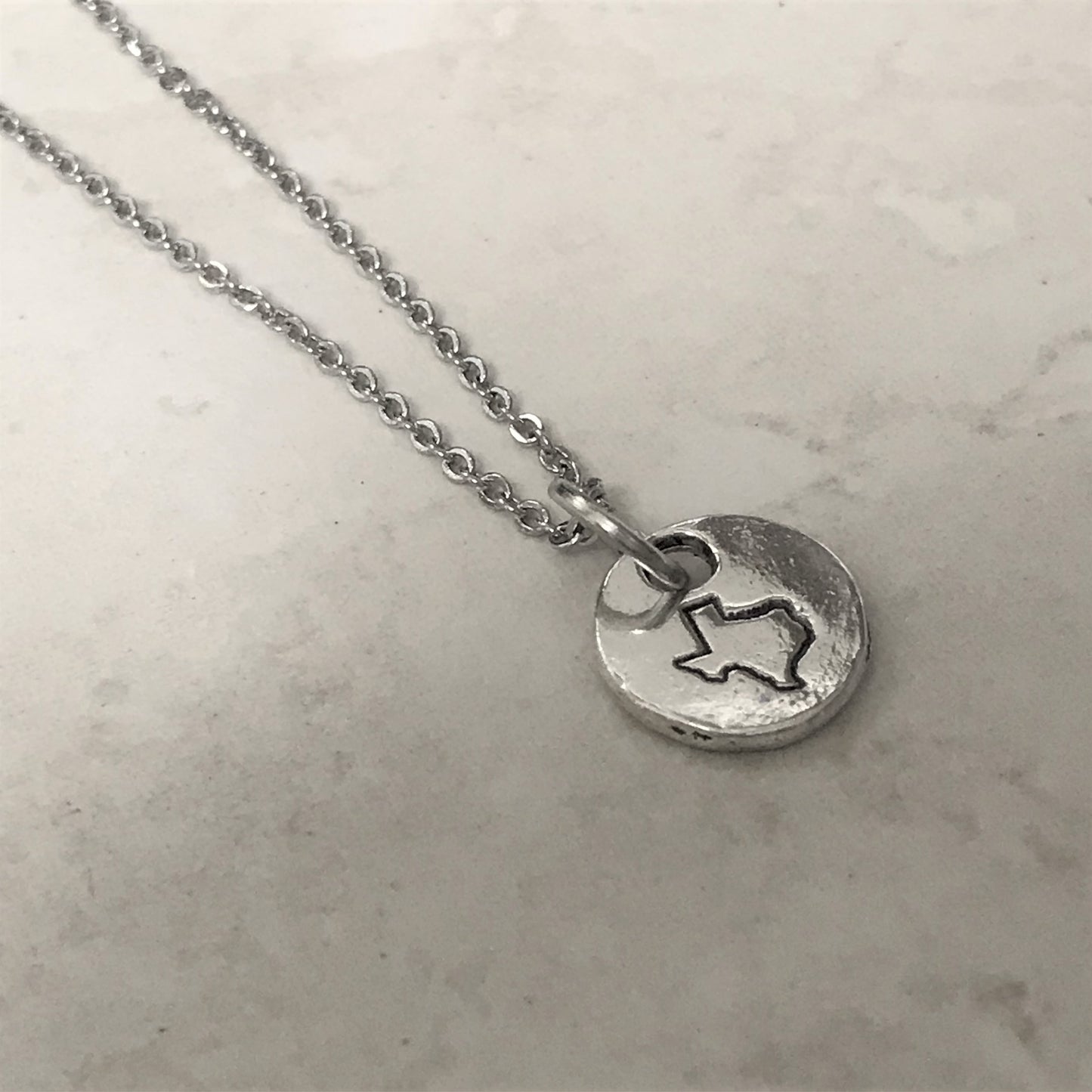 Silver Texas Map Charm Necklace