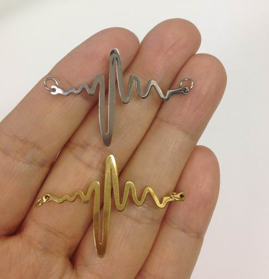 2 Stainless Steel Heartbeat Charm wholesale