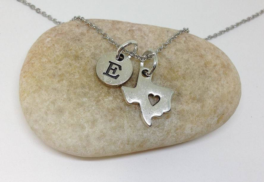Texas Map Charm Personalized Necklace