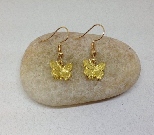 Tiny Gold Butterfly Earrings,