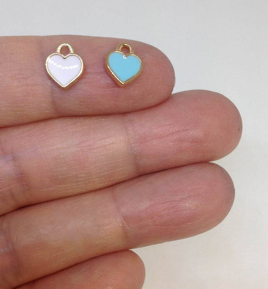10 Tiny Enamel Heart Charm DIY Supply