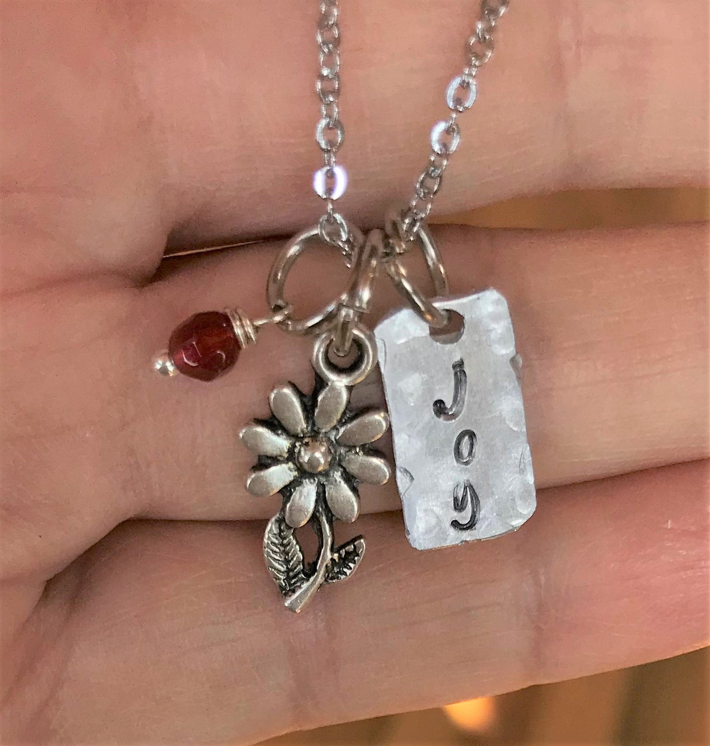 Joy Charm Necklace - Tiny Flower Charm Jewelry