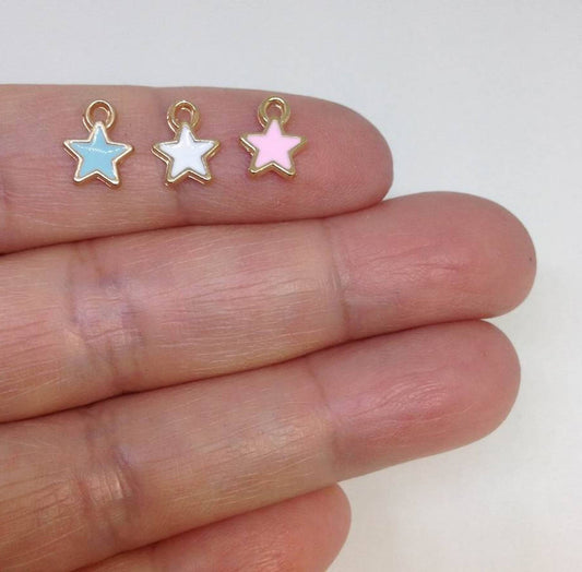 10 Tiny Enamel Star Charm For DIY Jewelry Making