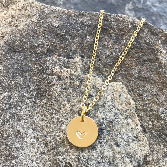 Tiny Gold Heart Charm Necklace