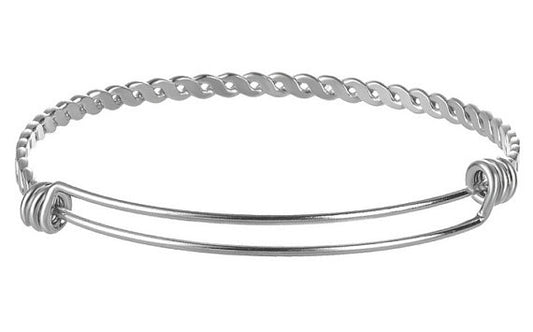 6/12 Wholesale Twisted Stainless Steel Expandable Bangle