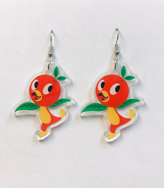 Orange Bird Earrings