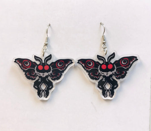 2prs Black Moth dangle Earrings