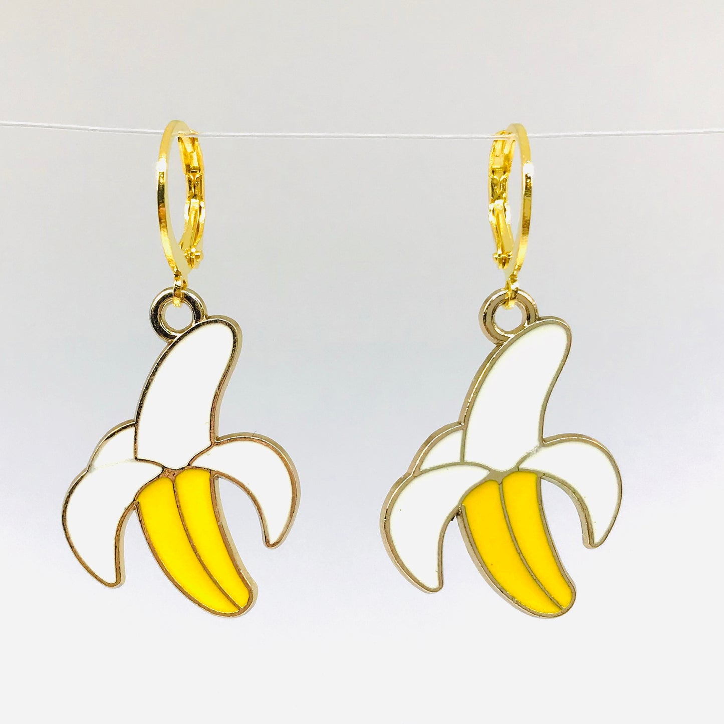 enamel yellow banana earrings
