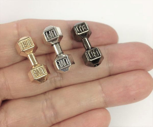 4 Barbell Bead Charm, Weightlifting Charm Wholesale