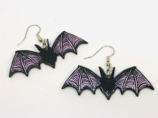 Black Bat Halloween Acrylic Earrings wholesale