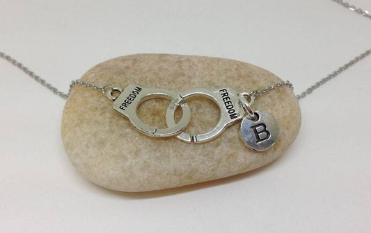 Hand Cuff Partner in Crime Charm Personalized Necklace