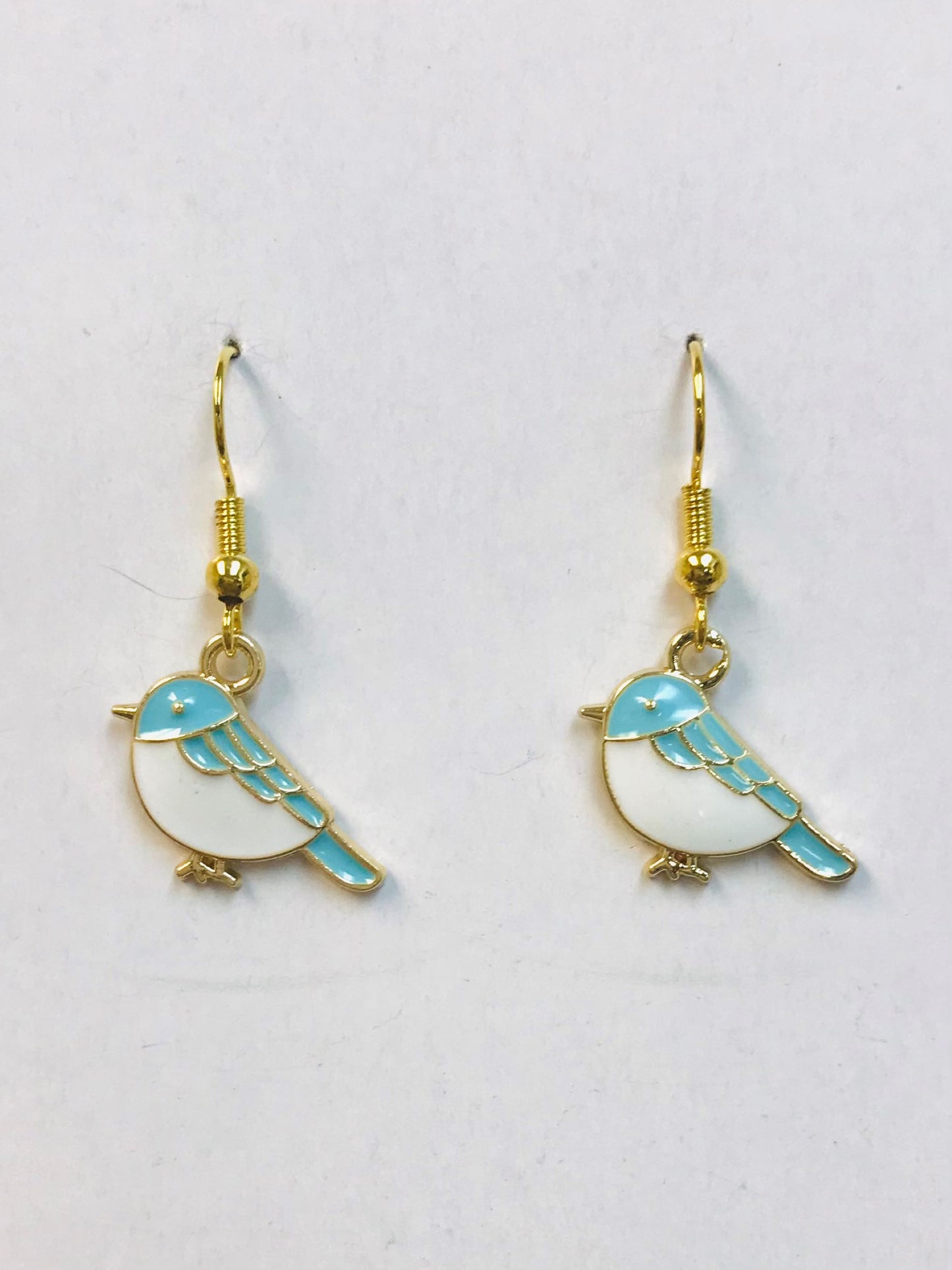 Blue Bird Enamel Earrings