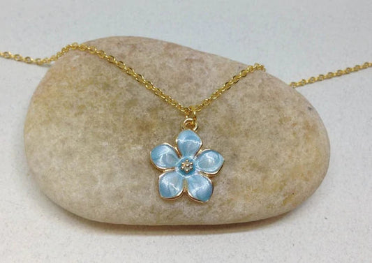 Blue Sun Flower girl necklace, Children's necklace