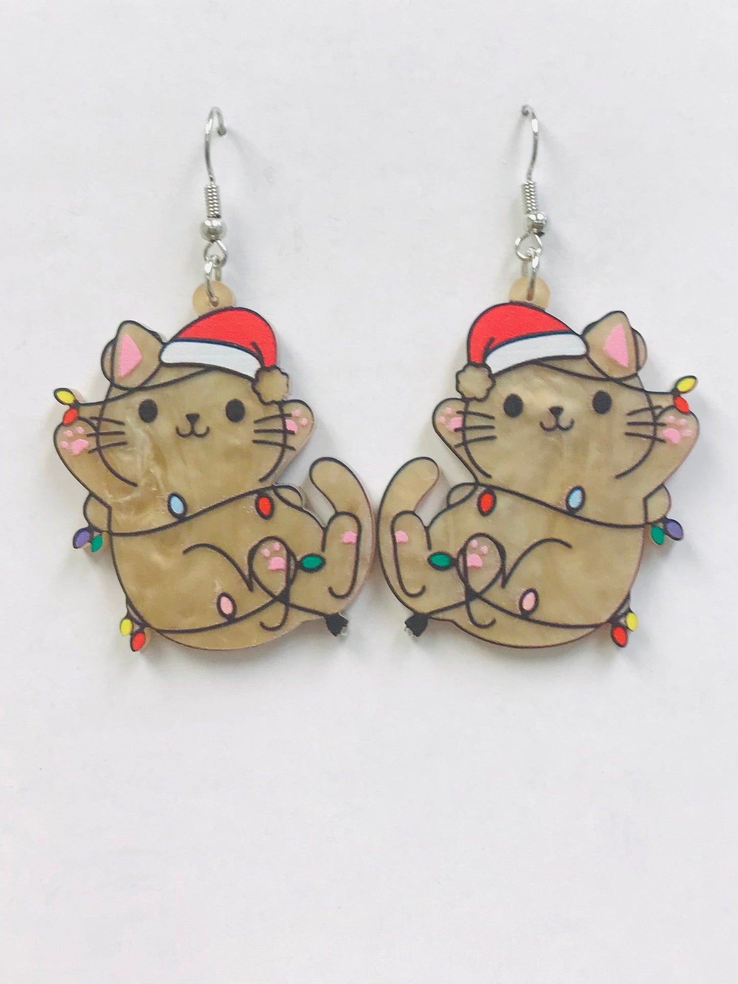 Happy Christmas  Cat  Earrings