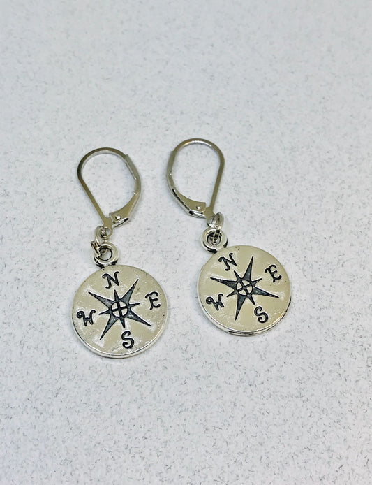 Compass Leverback Earrings
