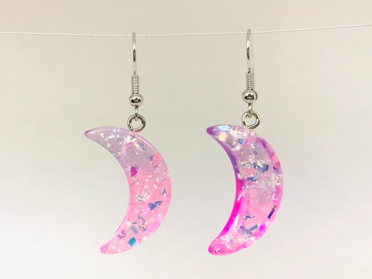 2pairs Pink Half Moon Earrings