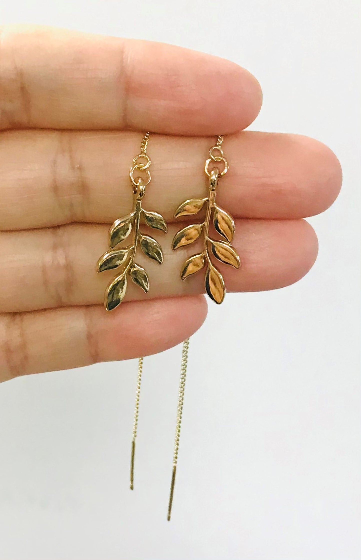 2pairs Olive Tree Branch Threader Earrings