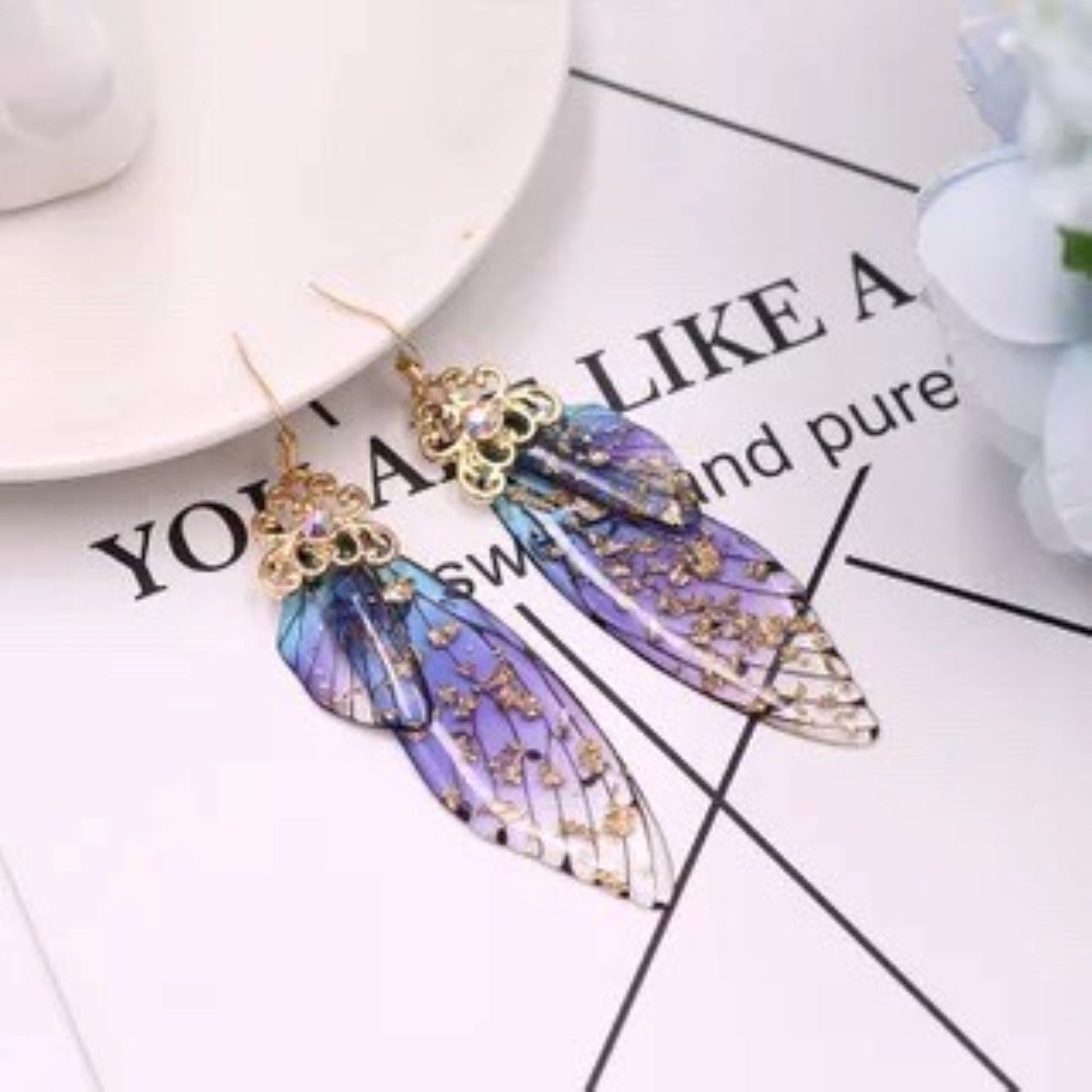butterfly wing earrings funky novelty gift