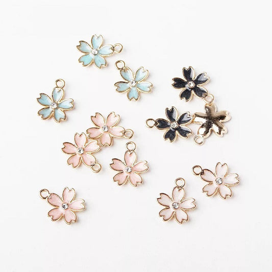 Pink flower charms wholesale