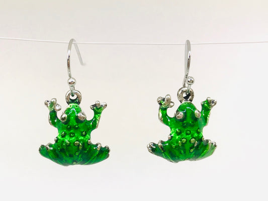 Green Frog Earrings