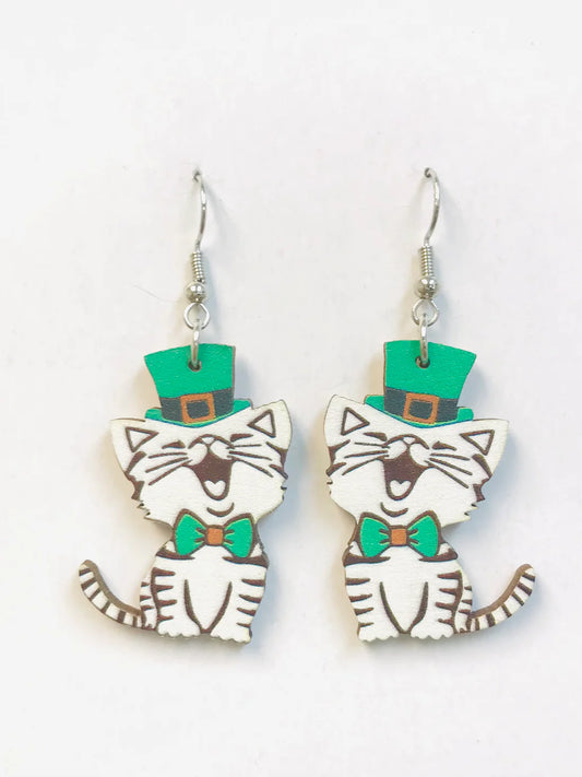 Saint Patrick Day cat Earrings