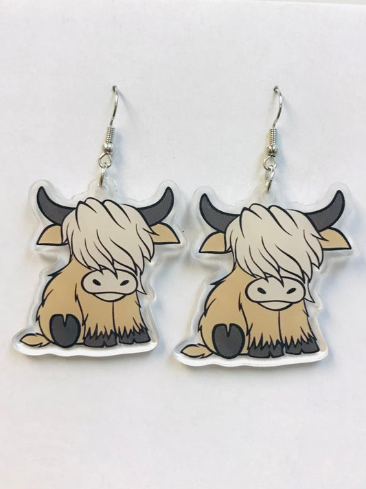 2pairs Highland Cow Acrylic Earrings
