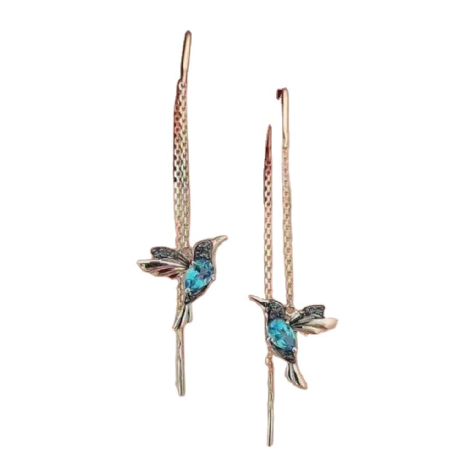 Gold Hummingbird Threaders Earrings Wholesale