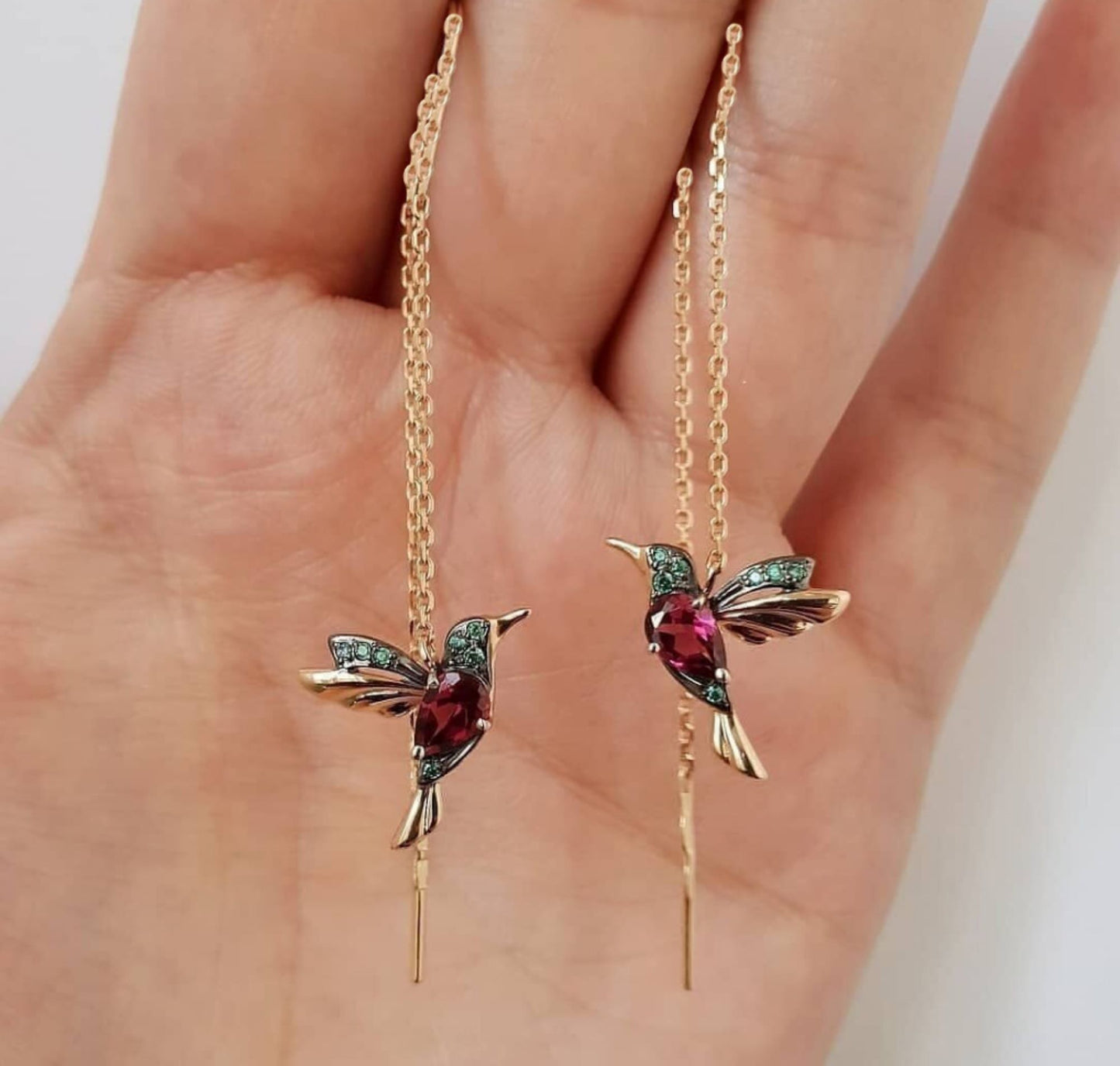 Gold Hummingbird Threaders Earrings Wholesale
