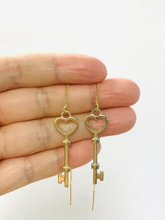 Wholesale Love Key Threader Earrings
