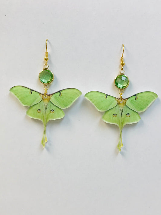 2pairs Acrylic Green Moth Earrings, New Beginning Earrings