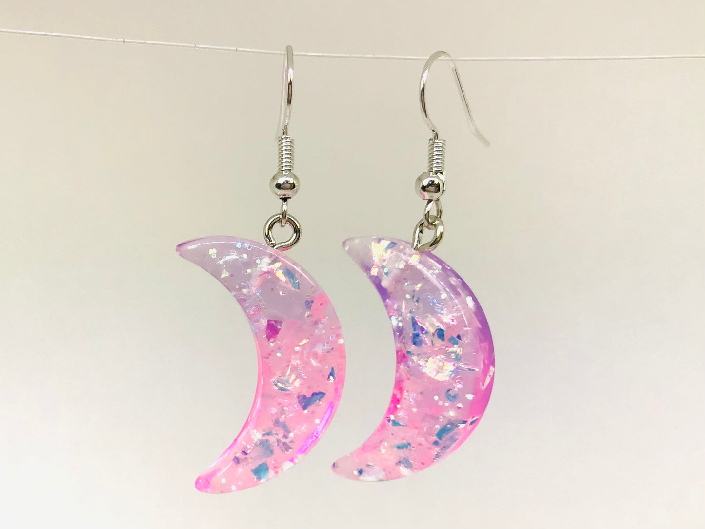 2 Pink Half Moon Earrings