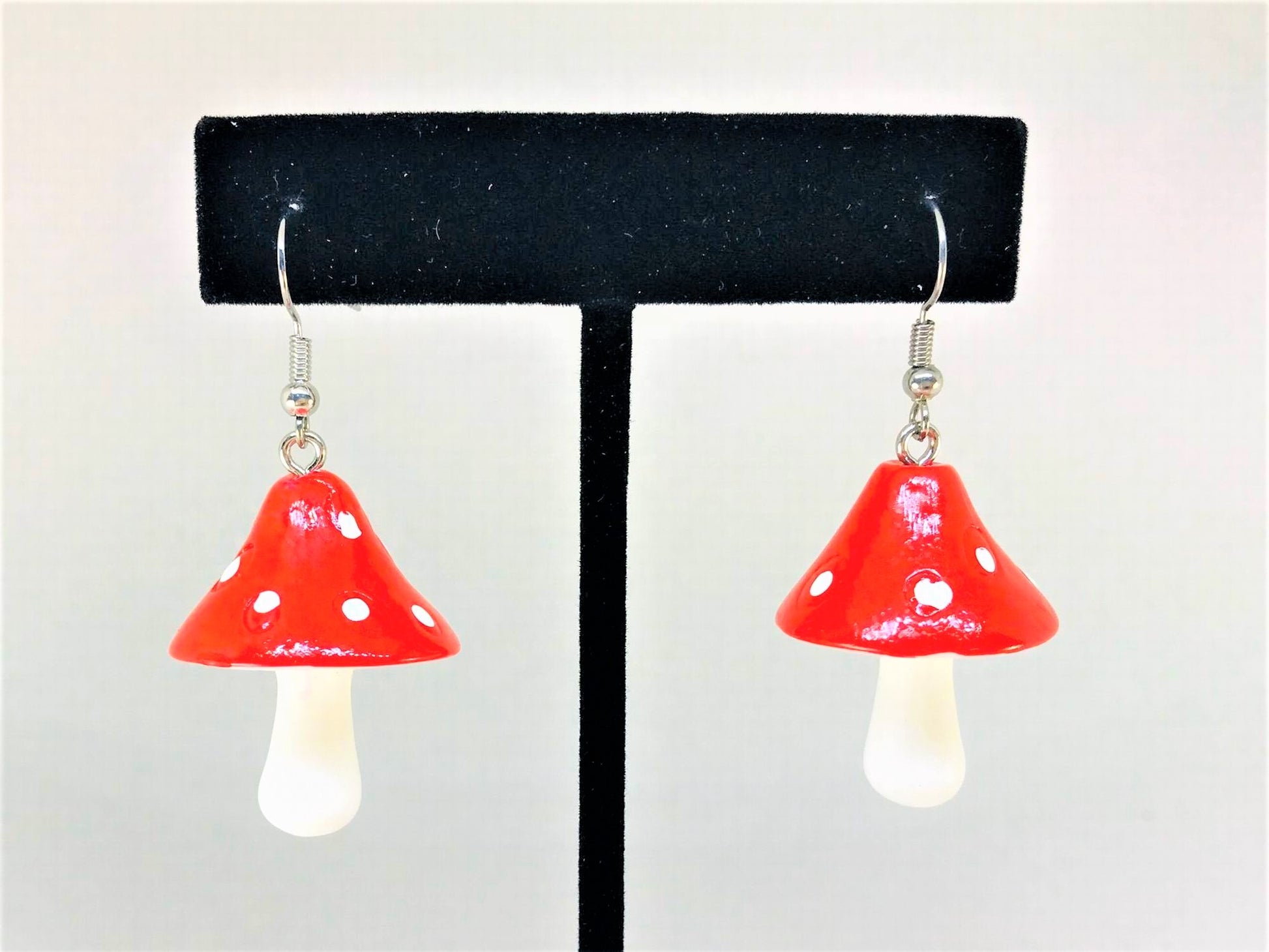 Red mushroom earrings
