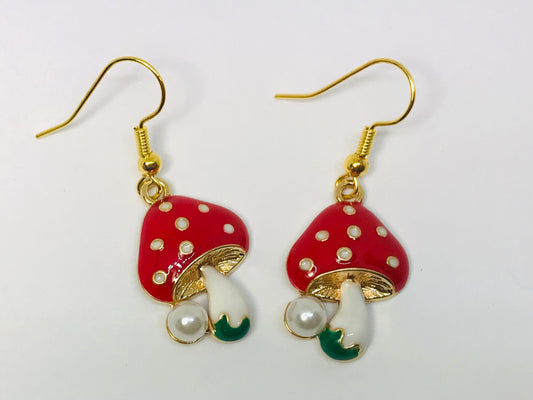 2 Wholesale Red Mushroom Earrings