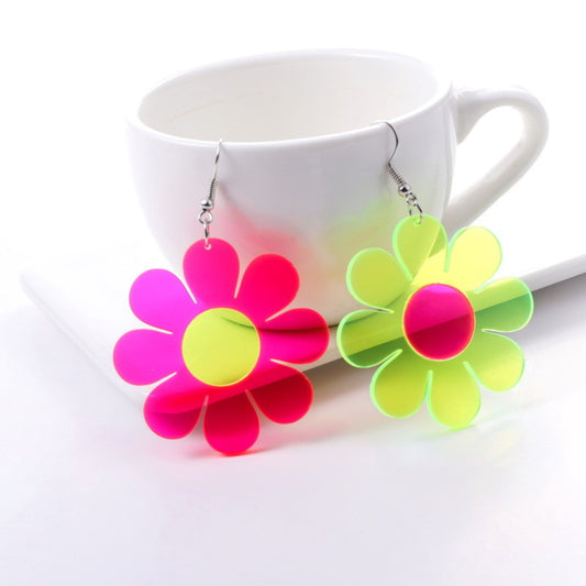 2 Wholesale Neon Acrylic Flower Earrings