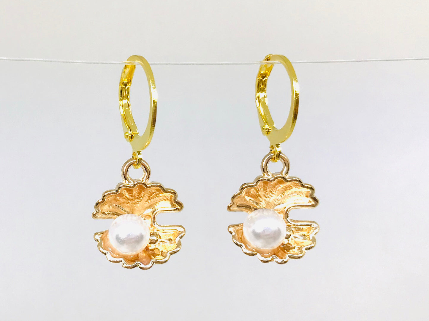 Gold Color Pearl Shell Earrings