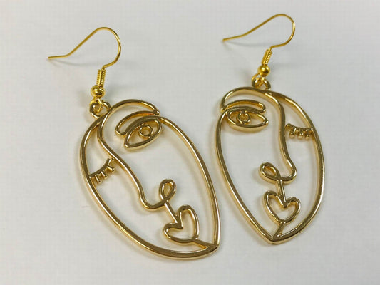 2prs Picasso Face Statement Earrings