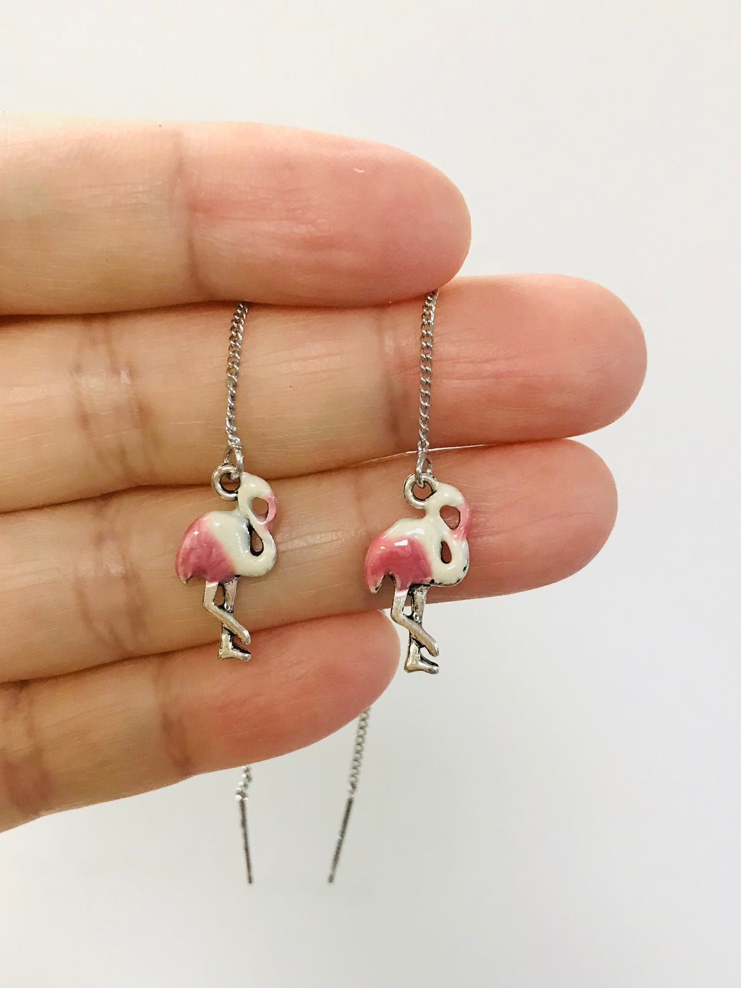 Pink Flamingo Threader Earrings