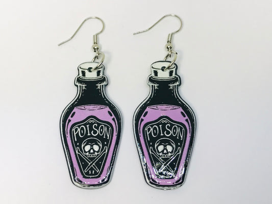 2 Poison Halloween Acrylic Earrings Witch Craft