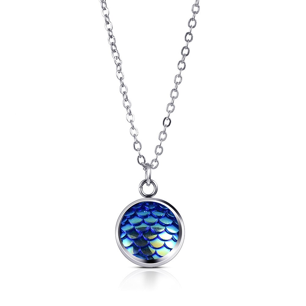 Mermaid Dragon Fish Scale Charm Necklace
