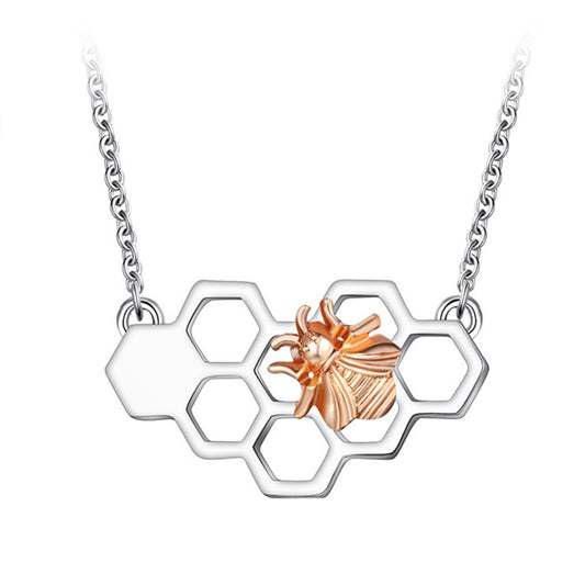 Honeycomb Bee Charm Pendant Necklaces