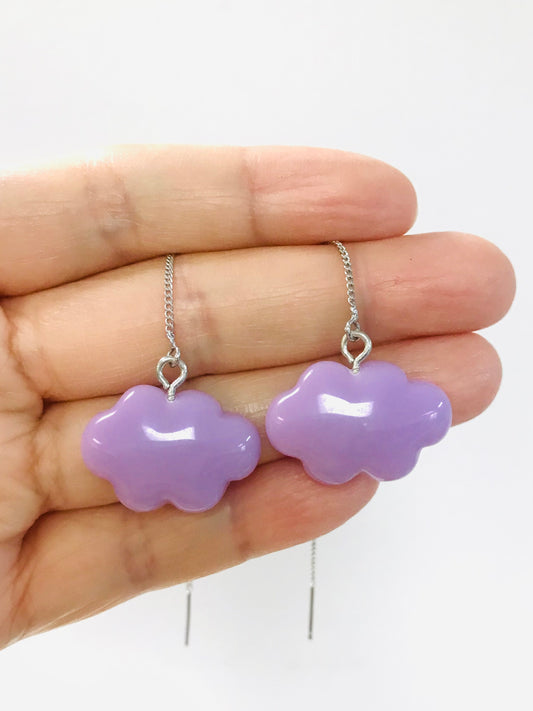 purple cloud resin earrings