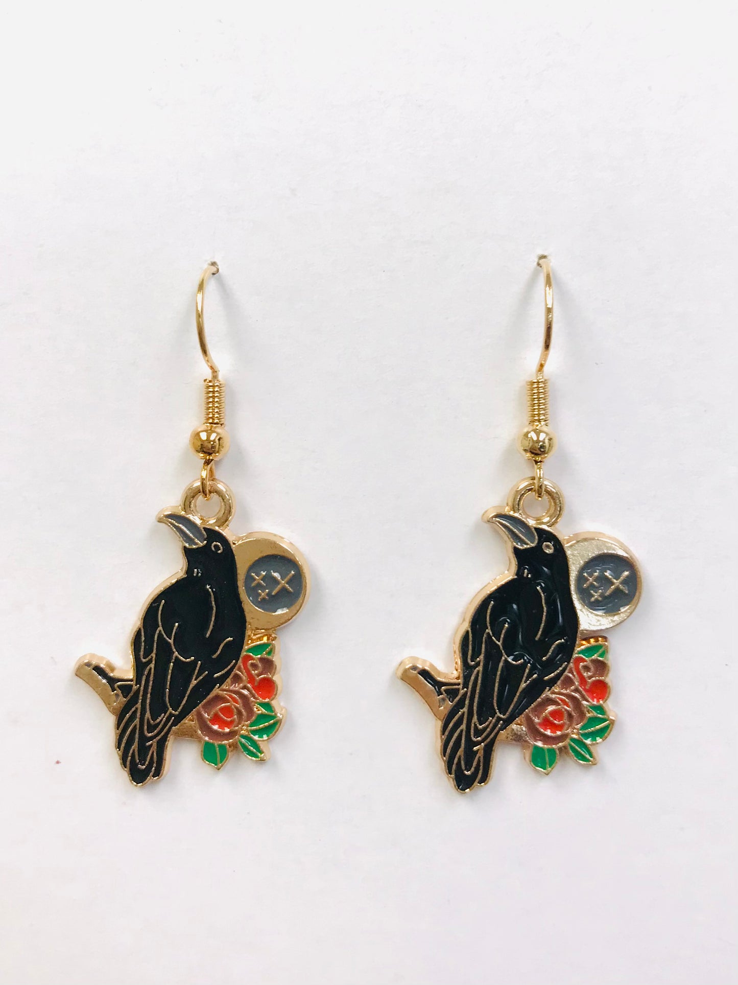 Cosmic Crow Earrings Lunar Raven Jewelry