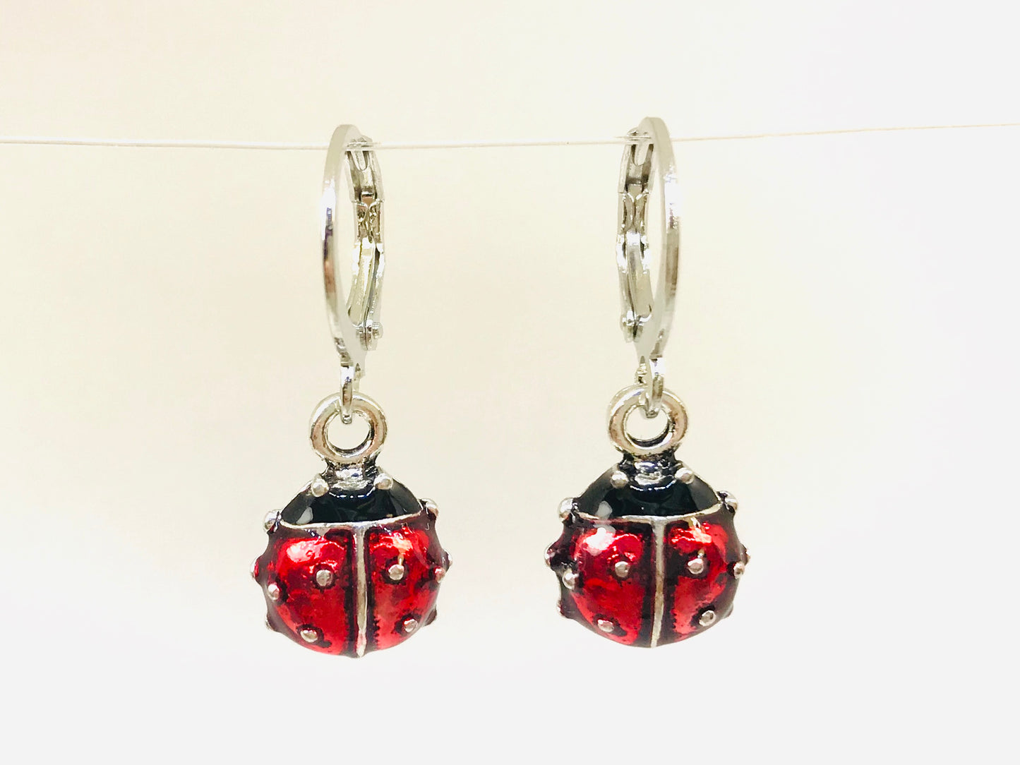 RED Beetle Earrings, Insect earrings