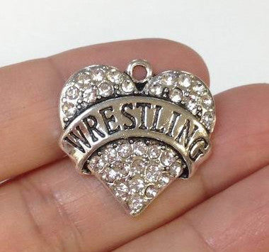 2 Wrestling Charm, Wholesale Rhinestone Pendant