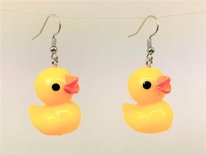 rubber duck earrings funky novelty gift