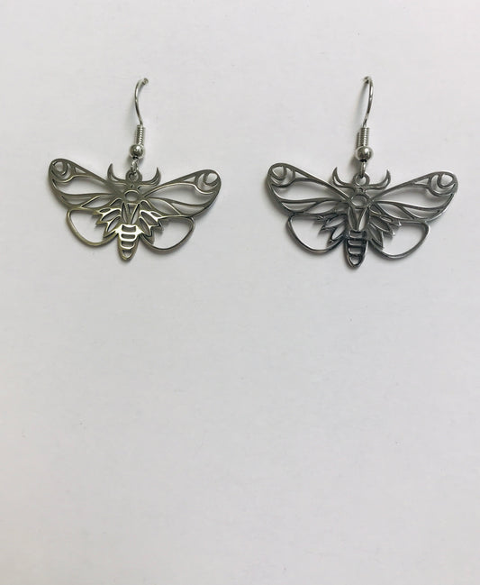 Silver Butterfly Moon Phase Earrings, Fantasy Earrings